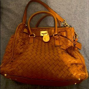 Michael Kors large woven leather satchel